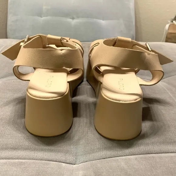 Anthropologie Pilcro Platform Fisherman Sandals Cream Tan  Leather Size 41