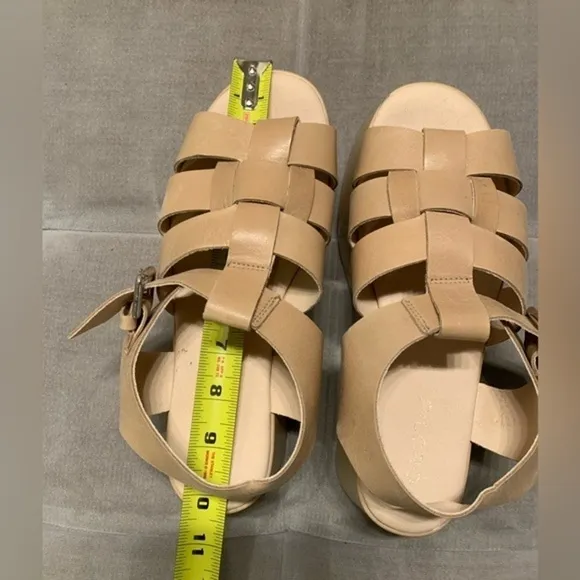 Anthropologie Pilcro Platform Fisherman Sandals Cream Tan  Leather Size 41