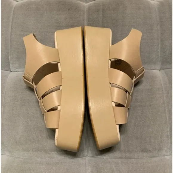 Anthropologie Pilcro Platform Fisherman Sandals Cream Tan  Leather Size 41