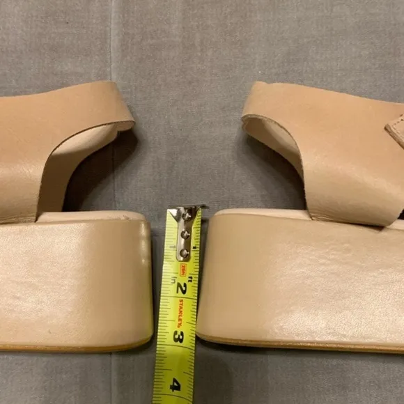 Anthropologie Pilcro Platform Fisherman Sandals Cream Tan  Leather Size 41