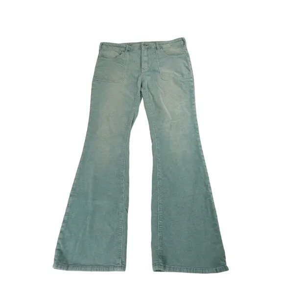Anthropologie Pilcro The Icon Mint Green Flare Corduroy Jeans Sz 32 #1416