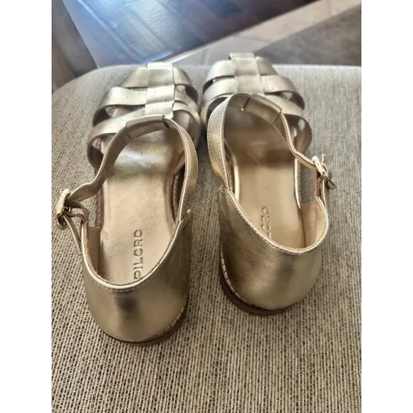 Anthropologie Pilcro The Maris Fisherman metallic Leather sandals size 37