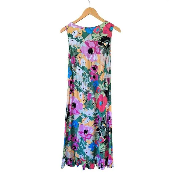 Anthropologie Plenty Tracy Reese Floral Midi Dress Medium Faux Wrap Sleeveless