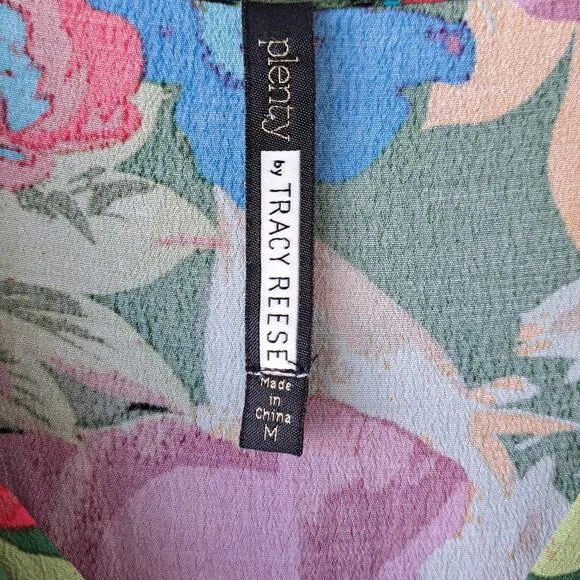 Anthropologie Plenty Tracy Reese Floral Midi Dress Medium Faux Wrap Sleeveless