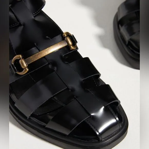 Anthropologie Silent D Billzar black leather Fisherman Sandals 10