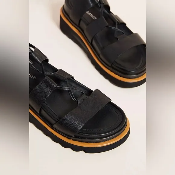 ◾️Anthropologie x Elvio Zanon Smooth Black Leather Kristina Platform Sandals