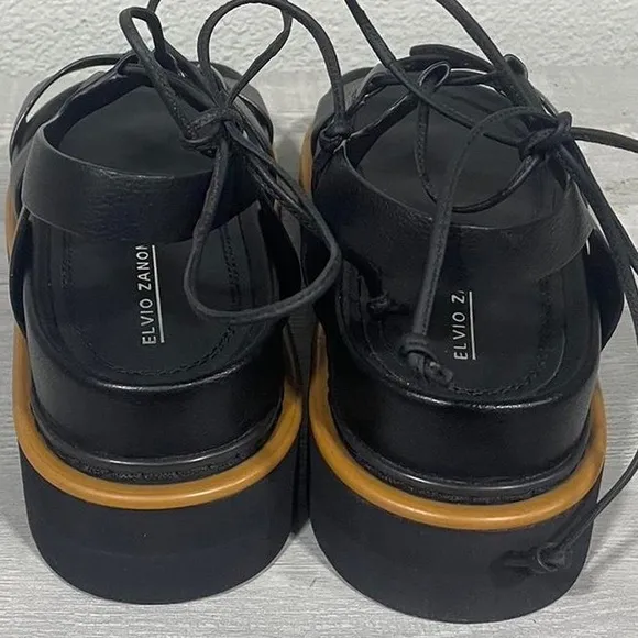 ◾️Anthropologie x Elvio Zanon Smooth Black Leather Kristina Platform Sandals