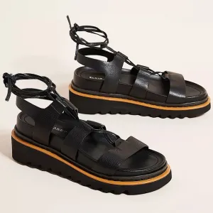 ◾️Anthropologie x Elvio Zanon Smooth Black Leather Kristina Platform Sandals