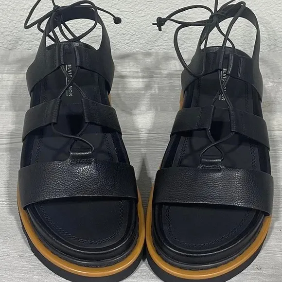 ◾️Anthropologie x Elvio Zanon Smooth Black Leather Kristina Platform Sandals