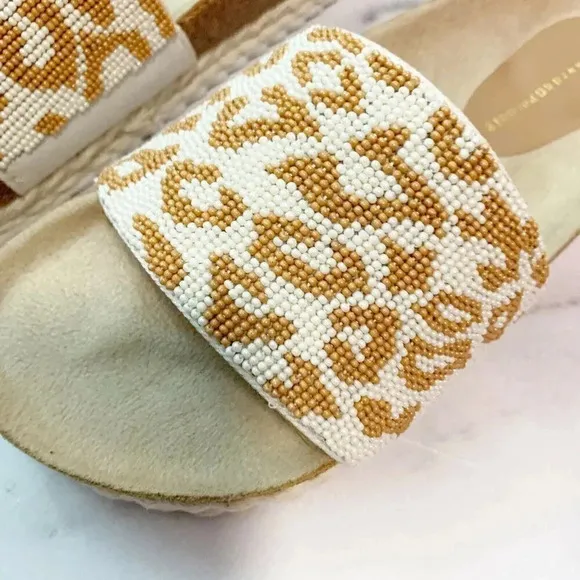 Anthropologie Yara Beaded Pool Slide Sandals New!