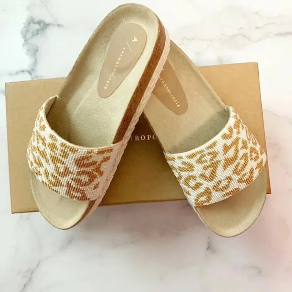 Anthropologie Yara Beaded Pool Slide Sandals New!