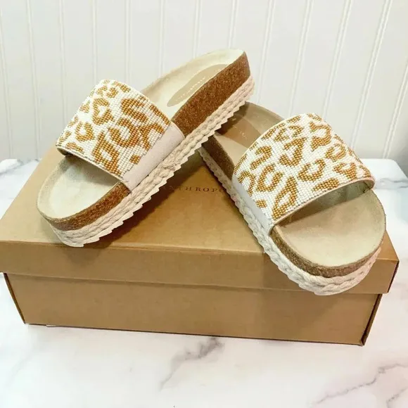 Anthropologie Yara Beaded Pool Slide Sandals New!