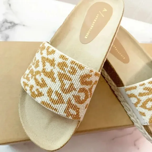 Anthropologie Yara Beaded Pool Slide Sandals New!