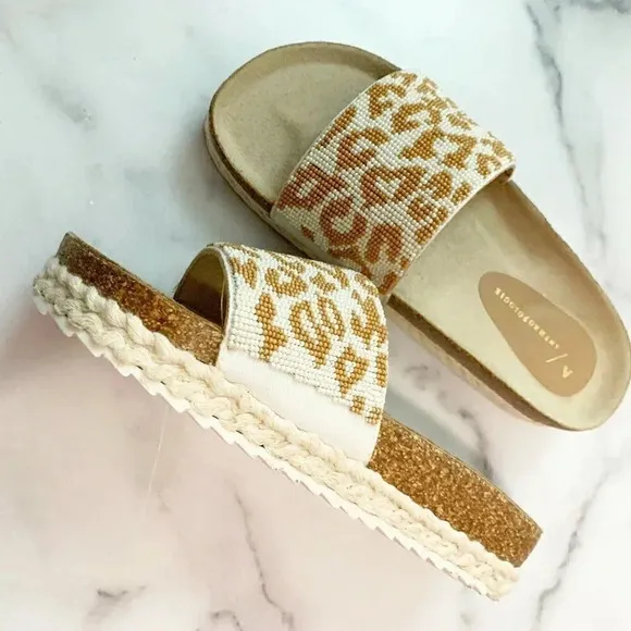 Anthropologie Yara Beaded Pool Slide Sandals New!