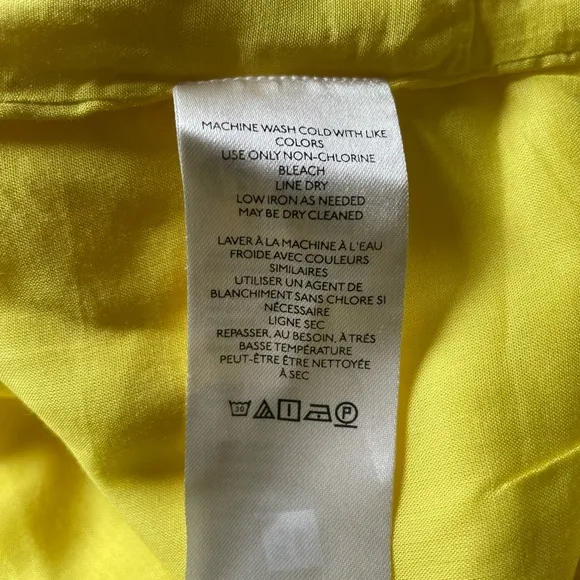 Anthropologie Yellow Linen One-Shoulder Dress Size 8