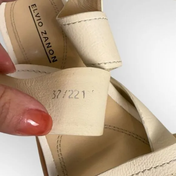 Anthropologie Elvio Zanon Strappy Ankle Wrap CREAM Women's Sport Platform Sandal
