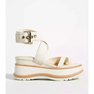 Anthropologie Elvio Zanon Strappy Ankle Wrap CREAM Women's Sport Platform Sandal