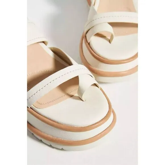 Anthropologie Elvio Zanon Strappy Ankle Wrap CREAM Women's Sport Platform Sandal