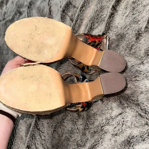 Antica Sartoria dolce gabbana print look block heel sandals | Sz 39