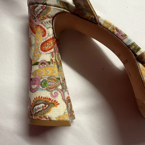 Antonio Melani Bindi Linen Bow Platform Dress Sandals Size 9.5M