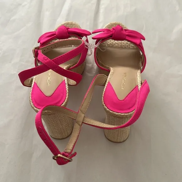 Antonio Melani Bindi Satin Bow Raffia Platform Sandals