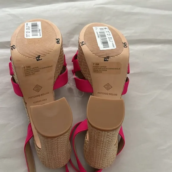 Antonio Melani Bindi Satin Bow Raffia Platform Sandals