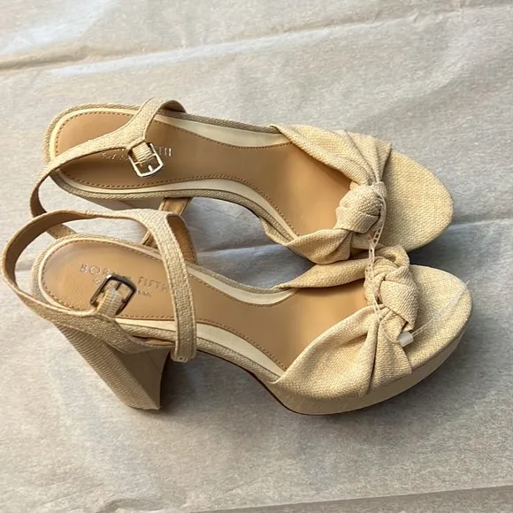 Antonio Melani x Born on Fifth Laurie Linen Knotted Ankle Strap Dress Sandals