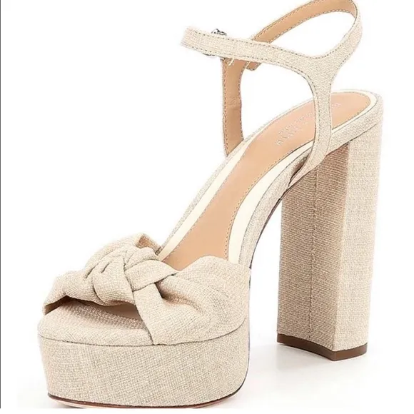 Antonio Melani x Born on Fifth Laurie Linen Knotted Ankle Strap Dress Sandals