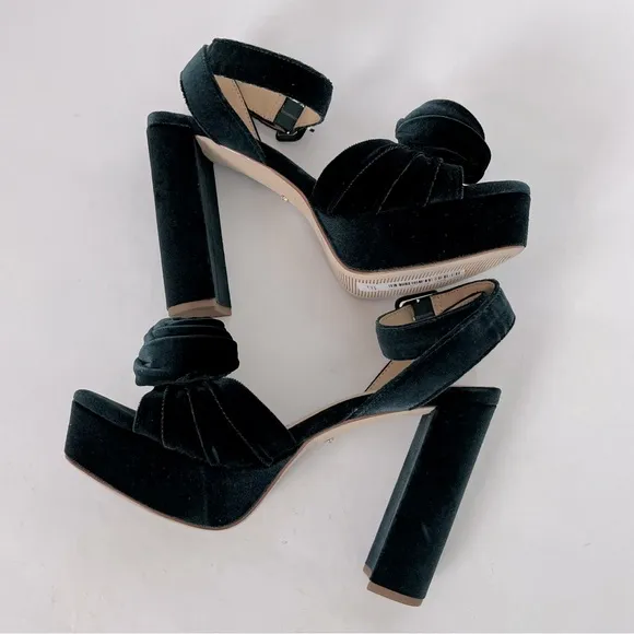 Antonio Melani x Nicola Bathie Emilia Velvet Rose Platform Dress Sandals