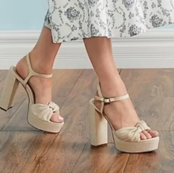 Antonio Melanix Born on Fifth Laurie Linen Knotted Ankle Strap Platform Sandals
