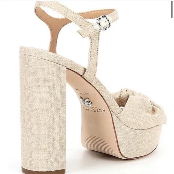 Antonio Melanix Born on Fifth Laurie Linen Knotted Ankle Strap Platform Sandals