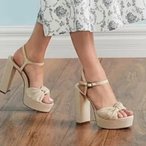Antonio Melanix Born on Fifth Laurie Linen Knotted Ankle Strap Platform Sandals