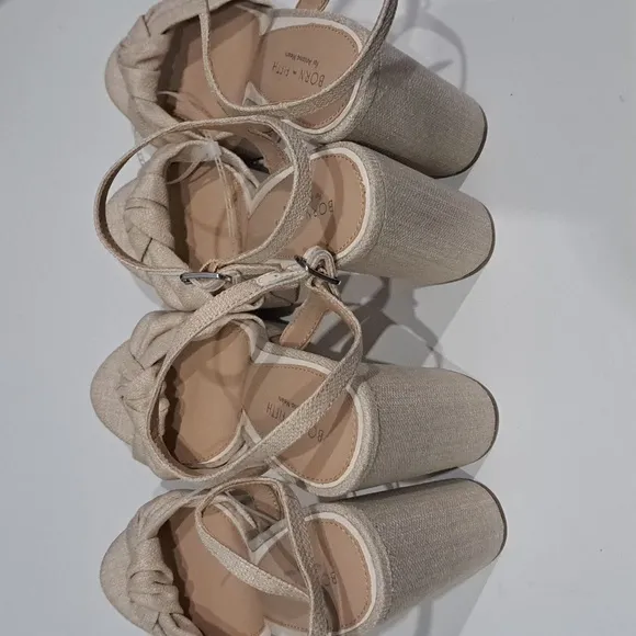 Antonio Melanix Born on Fifth Laurie Linen Knotted Ankle Strap Platform Sandals