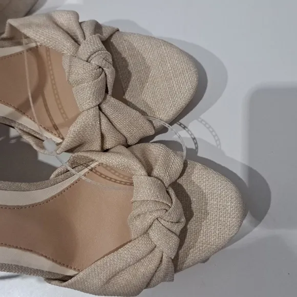 Antonio Melanix Born on Fifth Laurie Linen Knotted Ankle Strap Platform Sandals