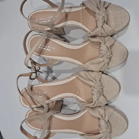 Antonio Melanix Born on Fifth Laurie Linen Knotted Ankle Strap Platform Sandals
