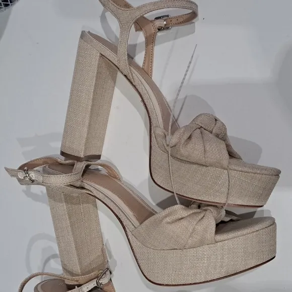 Antonio Melanix Born on Fifth Laurie Linen Knotted Ankle Strap Platform Sandals