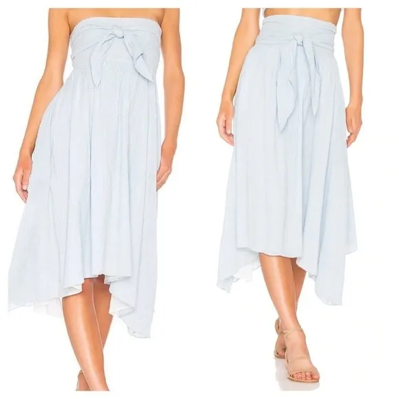 Apiece Apart / Cosmos Convertible Wrap Skirt dress blue hammam stripe midi 4