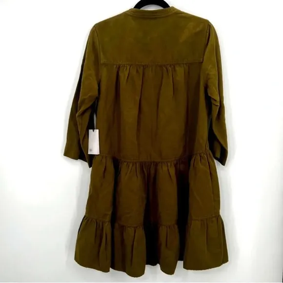 Apiece Apart Maurino Drop Waist Mini Dress Olive Shift Mini Overall New Small