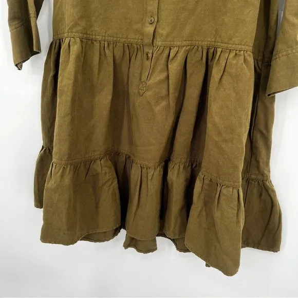 Apiece Apart Maurino Drop Waist Mini Dress Olive Shift Mini Overall New Small