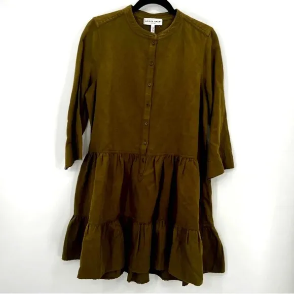 Apiece Apart Maurino Drop Waist Mini Dress Olive Shift Mini Overall New Small