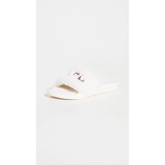 APL: Athletic Propulsion Labs Shearling Slides - Pristine/Almond Size 9