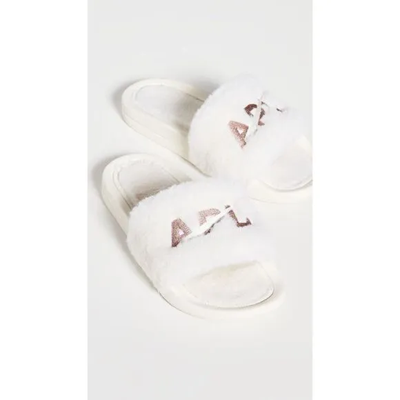 APL: Athletic Propulsion Labs Shearling Slides - Pristine/Almond Size 9