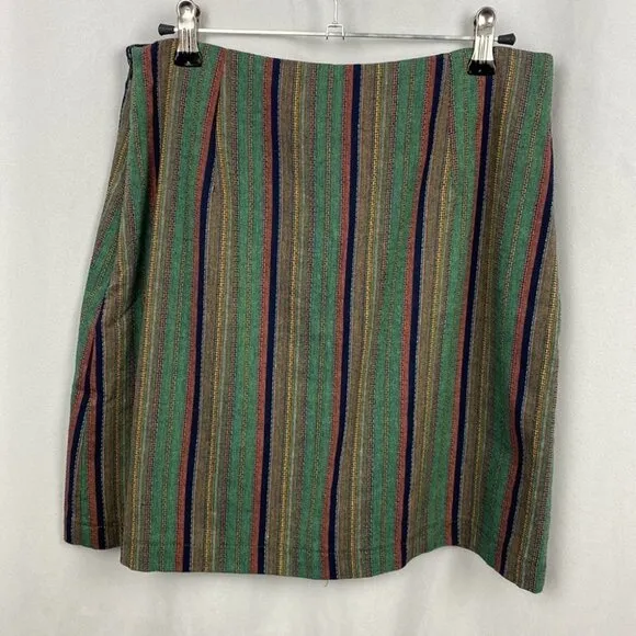 Apricot Multicoloured Striped Colourful Flax Mini Skirt - Size Small
