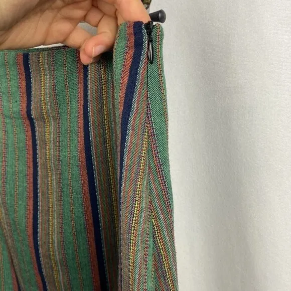 Apricot Multicoloured Striped Colourful Flax Mini Skirt - Size Small