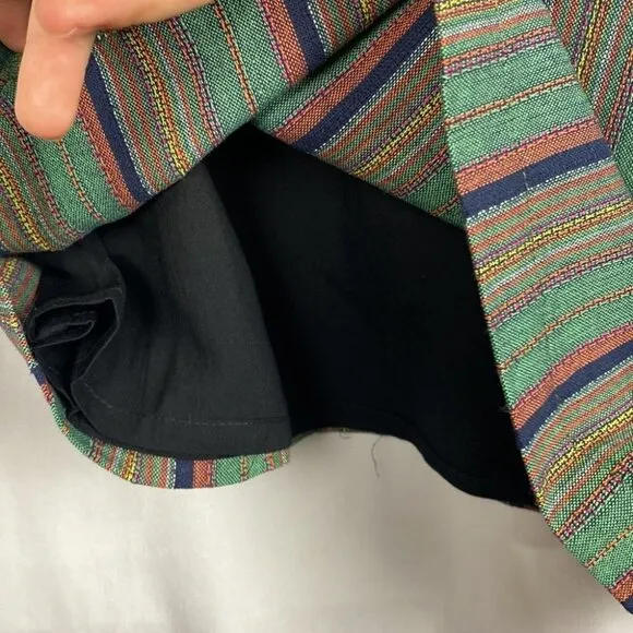 Apricot Multicoloured Striped Colourful Flax Mini Skirt - Size Small