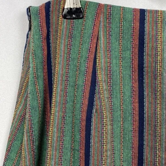 Apricot Multicoloured Striped Colourful Flax Mini Skirt - Size Small