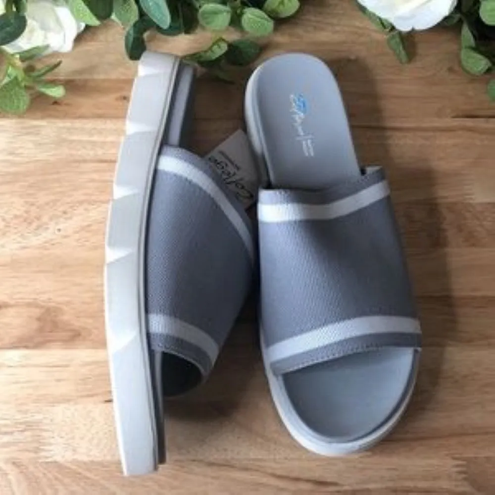 Aqua College Katlina Slide On Open Toe Slides Gray 10 Medium (B M)