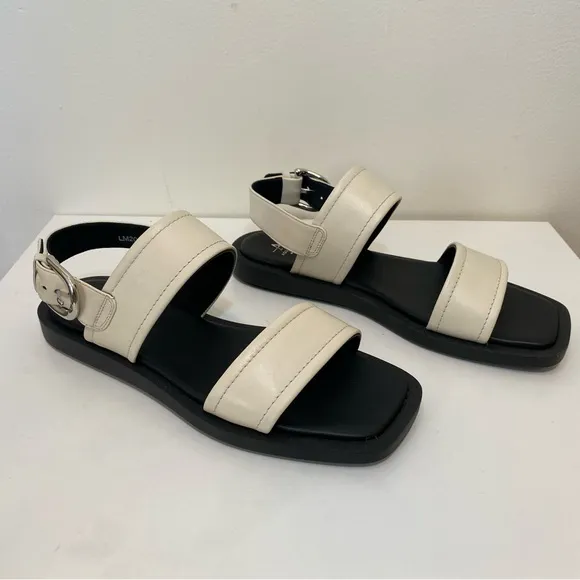 Aquatalia | Joni Leather Sporty Slingback Sandals in Eggshell Ivory Sz 9M