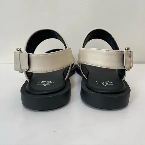 Aquatalia | Joni Leather Sporty Slingback Sandals in Eggshell Ivory Sz 9M