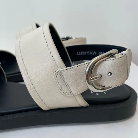 Aquatalia | Joni Leather Sporty Slingback Sandals in Eggshell Ivory Sz 9M